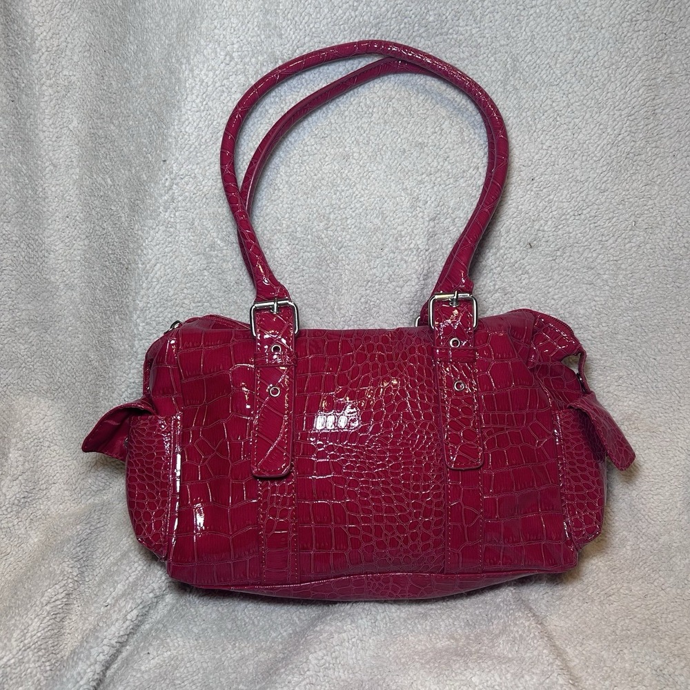 Bueno Faux Alligator Purse Pink Buckle Straps